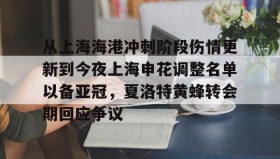 满冠体育-包含从上海海港冲刺阶段伤情更新到今夜上海申花调整名单以备亚冠，夏洛特黄蜂转会期回应争议的词条